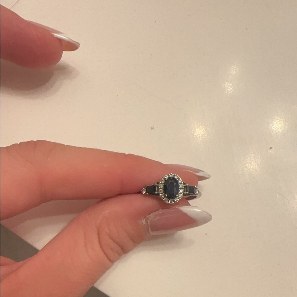 Sapphire and diamond white gold ring